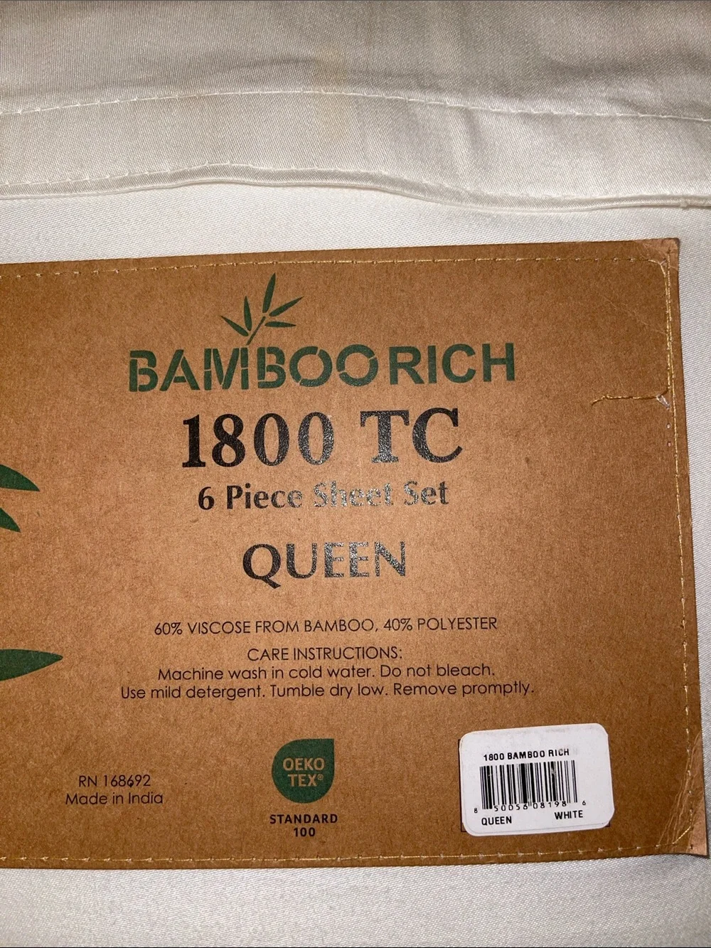 BAMBOO Rich 1800 TC Queen Sheet Set - Cream